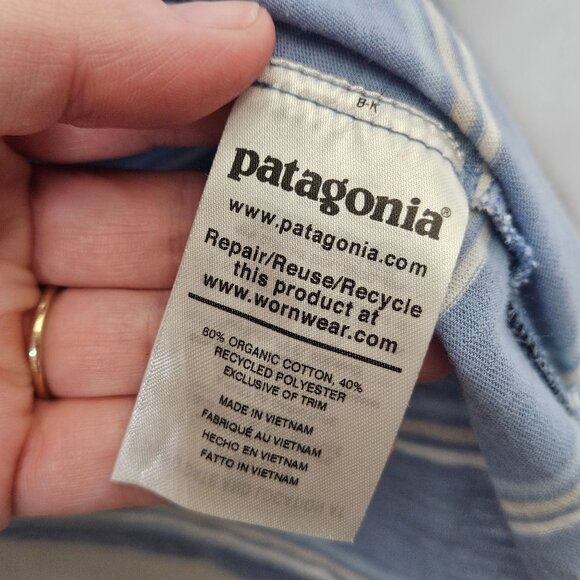Patagonia Womens Striped Organic Cotton & Recycled Polyester Tank Top Blue/White - Picture 5 of 10